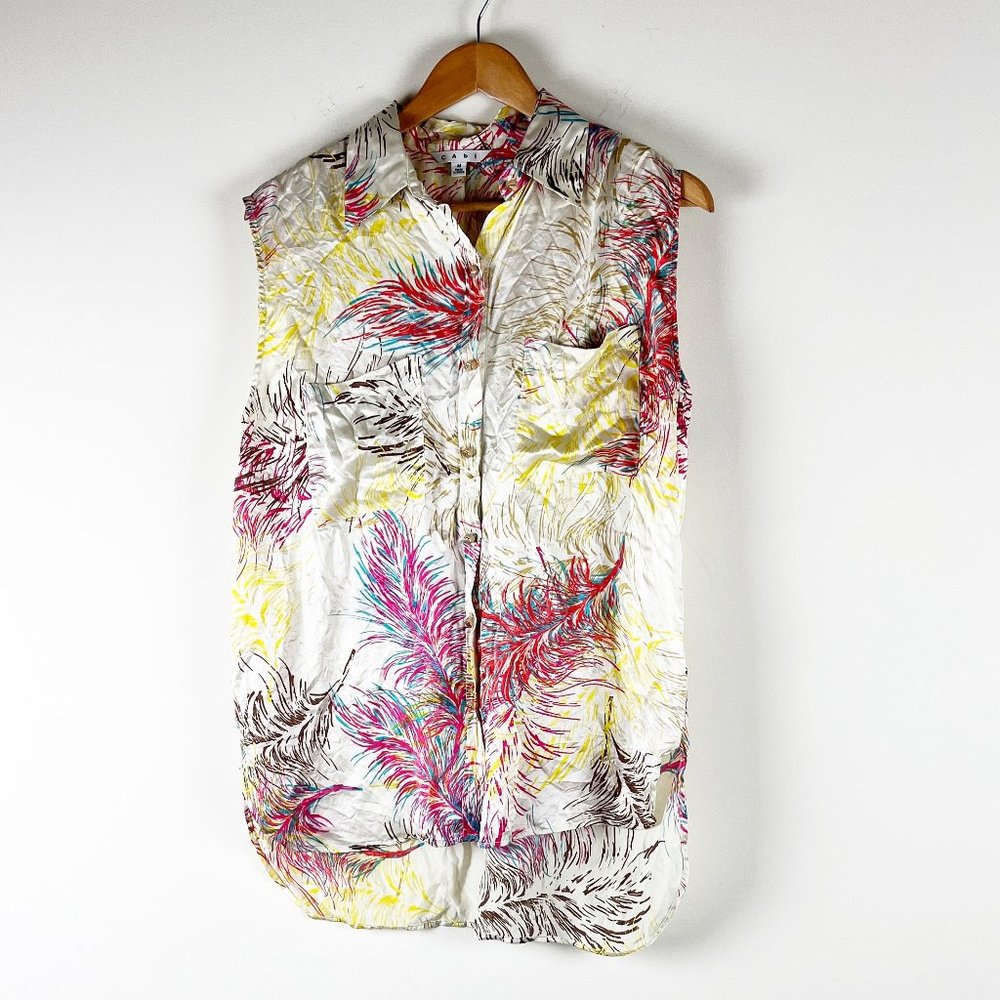 2/$30 Cabi Silk Printed Blouse M